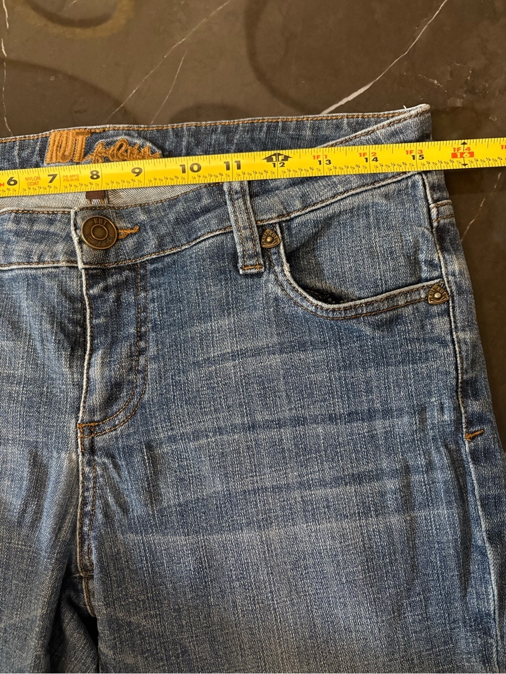 Kut from the Kloth Cameron Straight Leg Crop Jeans Blue Wash, Cuffed Women’s 6 - Picture 10 of 15